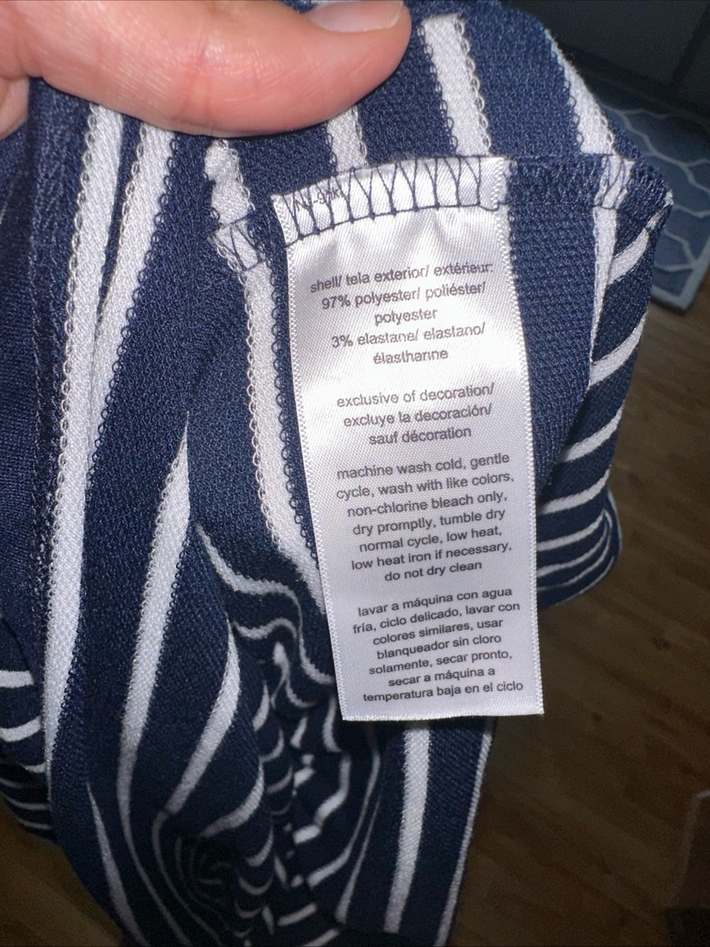 NAUTICA Tiered Mini Dress Womens S Navy White Striped Sleeveless Pockets - Picture 11 of 11